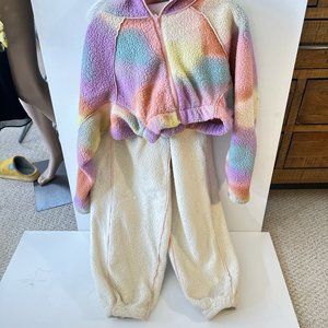 Colorful Puffy Crop Sweat Shirt and Pants